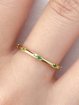 925 Sterling Silver Round Simple Plain Green Color Zircon Ring For Women Anniversary Party Creativity High Quality Fine Jewelry