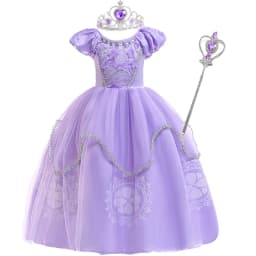 Girls Frozen Purple Sophia Rapunzel Princess Gown Kids Cosplay Sofia Dresses Birthday Carnival Clothing For Girl Children Wear