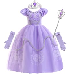 Girls Frozen Purple Sophia Rapunzel Princess Gown Kids Cosplay Sofia Dresses Birthday Carnival Clothing For Girl Children Wear