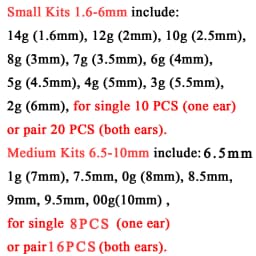 Casvort Pyrex Glass Dead Plugs 14G-00g Comfy Ear Gauges Tunnels Expander 0.5mm Increments Piercing Body Jewelry Stretching Kit
