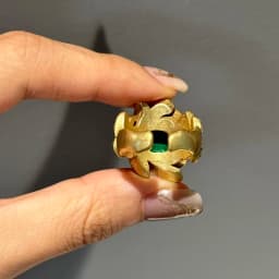 Vintage Jewelry Flower Full Crystal Green Malachite Rings for Woman Gold Color Party Gift Boho Wedding New Arrival 2024