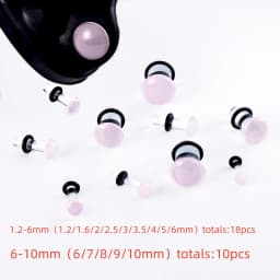 10/16/18pc Glass Ear Gauges Stretching Kit Short Taper Expander Comfy Dead Stretching Plugs with Rubber Rings Crazy Body Jewelry