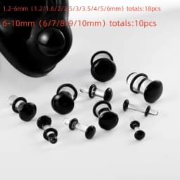 10/16/18pc Glass Ear Gauges Stretching Kit Short Taper Expander Comfy Dead Stretching Plugs with Rubber Rings Crazy Body Jewelry