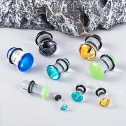 10/16/18pc Glass Ear Gauges Stretching Kit Short Taper Expander Comfy Dead Stretching Plugs with Rubber Rings Crazy Body Jewelry