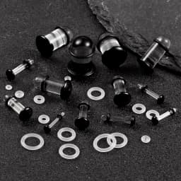 10/16/18pc Glass Ear Gauges Stretching Kit Short Taper Expander Comfy Dead Stretching Plugs with Rubber Rings Crazy Body Jewelry
