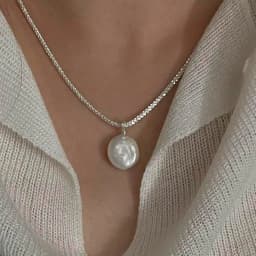 New 925 Sterling Silver Sparkling Round Pearl Necklace Simple Style Charm Pendant Choker Birthday Gift for Women Fine Jewelry