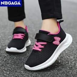 Summer Kids Casual Black Girls Mesh Breathable Shoes Fashion For 7-15y Lightweight Sport Student's Children Sports Walking Shoe