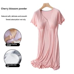 Ladies' Padded Summer Maternity Sleep Dress Thin Postpartum Breastfeeding Home Wear For Comfortable Nursing Pajamas