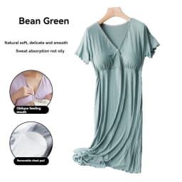 Ladies' Padded Summer Maternity Sleep Dress Thin Postpartum Breastfeeding Home Wear For Comfortable Nursing Pajamas