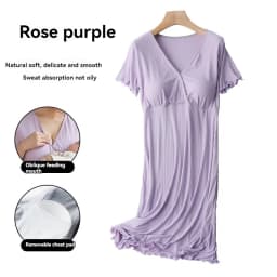 Ladies' Padded Summer Maternity Sleep Dress Thin Postpartum Breastfeeding Home Wear For Comfortable Nursing Pajamas