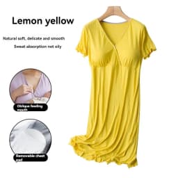 Ladies' Padded Summer Maternity Sleep Dress Thin Postpartum Breastfeeding Home Wear For Comfortable Nursing Pajamas