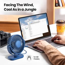 TOPK USB Small Desk Mini Portable Fan 3 Speeds Quiet Desktop Fan 360° Rotatable Adjustment Table Fan for Home Office Bedroom