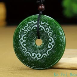Genuine Natural Jade Pendant Green Circle Hand-polished Double-sided Carving Men and Women Lovers Models Charm Jewelry Necklace