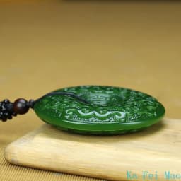 Genuine Natural Jade Pendant Green Circle Hand-polished Double-sided Carving Men and Women Lovers Models Charm Jewelry Necklace