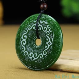 Genuine Natural Jade Pendant Green Circle Hand-polished Double-sided Carving Men and Women Lovers Models Charm Jewelry Necklace