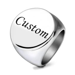 Customized Signet Ring Engrave Name Logo Photo Jewelry Stainless Steel Round Men Women For Family Wedding Personalized Gifts