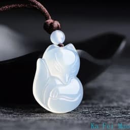 Jade Fox Necklace Pendant Natural Green White Chalcedony Chinese Fashion Charm Jewelry Carved Amulet Gifts for Women Men