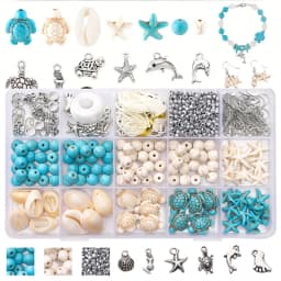 715Pcs Ocean Inspired Jewelry Making Set, Combining Turquoise And Starfish Charm Jewelry, Including Alloy Marine Life Bead Penda