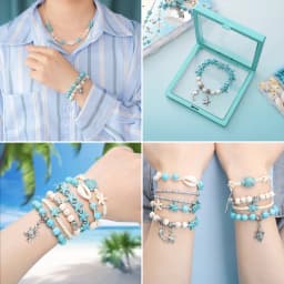 715Pcs Ocean Inspired Jewelry Making Set, Combining Turquoise And Starfish Charm Jewelry, Including Alloy Marine Life Bead Penda