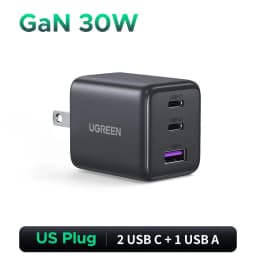 UGREEN 30W GaN Charger 3 Ports PD 3.0 USB C Charger For iPhone 16 15 14 Pro Max Samsung S25 Xiaomi Tablet iPad Air Phone Charger