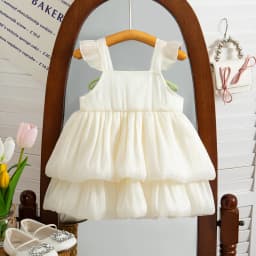 Summer New Pink Tulip Baby Girl Dress, Sweet Princess Style Wedding Party Children'S Sleeveless Clothes (9 Months -3 Years Old)