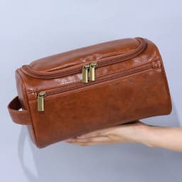 Men PU Vintage Luxury Toiletry Bag Travel Necessary Business Cosmetic Makeup Cases Male Hanging Storage Organizer Wash Bags