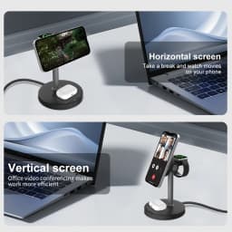 15W Fast Wireless Charger Stand 3-in-1 Magnetic Wireless Charger For iPhone 12-16 Series iWatch And AirPods Adjustable Angle