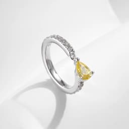 MODIAN 925 Sterling Silver Exquisite Water Drop Cubic Zirconia Adjustable Swing Charm Stackable Pinky Rings For Women Jewelry