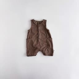 Summer Korean-style striped sleeveless jumpsuit for baby boys and girls, baby crew neck pocket jumpsuit, suitable for going out