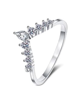 925 Sterling Silver Simplicity Classic V-Shaped Water Droplet Ring For Women Engagement Wedding Luxury High Quality Fine Jewelry