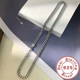 Original 925 Sterling Silver 8MM Cuban Necklace Men Women Wedding Fine Jewelry Accessories Party Gift