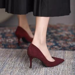 Women High Heel Shoes Sharp Thin Heel High-heeled Pumps Shoes Big Size 42 New Pointed Suede Red Blue Women's Single Shoes