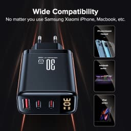 Tuodes 30W GaN USB Charger 3-Ports USB Type C Fast Charging PD3.0 Quick Charge Wall Adapter For iPhone 17 16 Samsung Xiaomi iPad