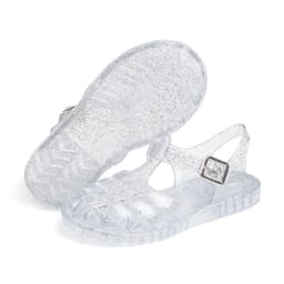 Summer Breathable Fashion Cartoon Print Cool Fine Glitter Sequins Jelly Shoes Adjustable PVC Girls Sandals