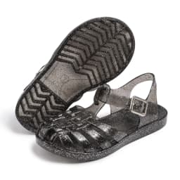Summer Breathable Fashion Cartoon Print Cool Fine Glitter Sequins Jelly Shoes Adjustable PVC Girls Sandals