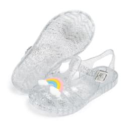 Summer Breathable Fashion Cartoon Print Cool Fine Glitter Sequins Jelly Shoes Adjustable PVC Girls Sandals