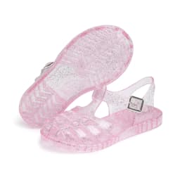 Summer Breathable Fashion Cartoon Print Cool Fine Glitter Sequins Jelly Shoes Adjustable PVC Girls Sandals