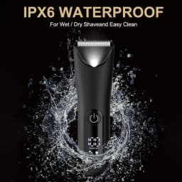Groin & Body Hair Trimmer for Men, Electric Ball Pubic Trimmer Shaver with Charge Base ,Replaceable Ceramic Blade Heads, Wet/Dry
