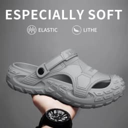 EVA Sandals for Men in Summer, Thick Soft Soled for Outdoor Wear, Beach Shoes for Casual Sports, and Perforated Shoes