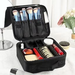 Makeup Bag Train Case Makeup Cosmetic Bag Organizer Portable Artist Storage Bag With Adjustable Dividers Makeup Brush Case