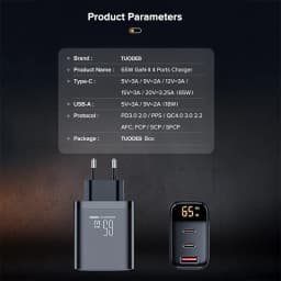 Tuodes 65w GaN Charger PPS PD USB Type C Fast Charging QC4.0 Quick Charge For iPhone 17 Macbook Air Tablet Samsung Xiaomi Laptop