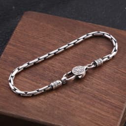 S925 Sterling Silver Creativity Bracelet Male Vajra Six-Character Mantra Bracelet Small Simple and Personalized Jewelry Gift