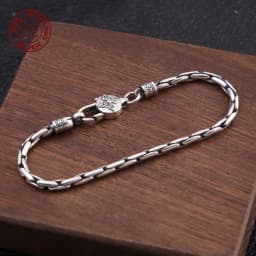 S925 Sterling Silver Creativity Bracelet Male Vajra Six-Character Mantra Bracelet Small Simple and Personalized Jewelry Gift