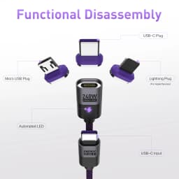 240W Type C Magnetic Charging Cable PD3.1 USB C to USB C/Micro USB Magnetic Charger Fast Charging Cord for Phone Laptop Tablet