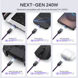240W Type C Magnetic Charging Cable PD3.1 USB C to USB C/Micro USB Magnetic Charger Fast Charging Cord for Phone Laptop Tablet