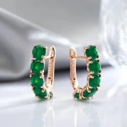 14K Multi Gold Ring for Women Natural Emerald with Diamond Jewelry Anillos De Bizuteria Anillos Mujer Gemstone earrings Box