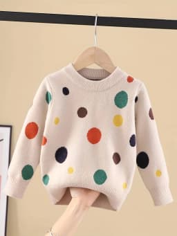 Girls' Sweater Pullover, Baby Fleece-Lined Thick Stylish Knitwear, Children's Autumn New Versatile Knit Top