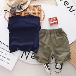 0-5-Year-Old Boys' Set Summer Children's Sleeveless Top Casual Shorts Two-Piece Set Men's Baby Fashion Clothes