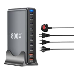 800W GaN Charger 10-Port USB C PD3.1 Fast Charging Station for iPhone 16/15 Samsung MacBook