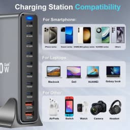 800W GaN Charger 10-Port USB C PD3.1 Fast Charging Station for iPhone 16/15 Samsung MacBook